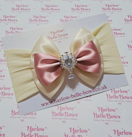 Cream/Dusky Pink Baby Headband - Adorable Aria Collection ♥︎